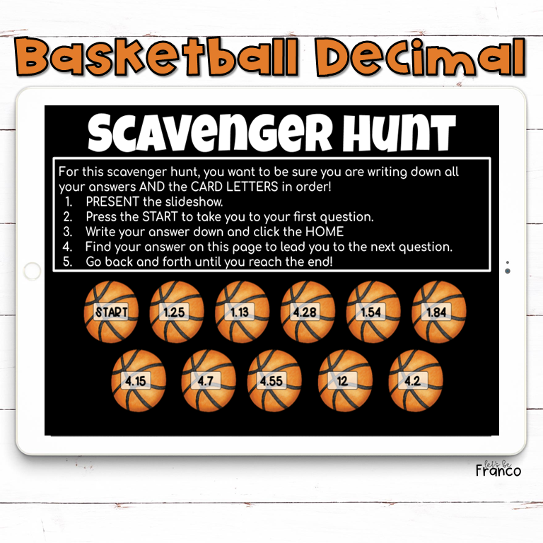 FREE Virtual Basketball 5th Grade Decimal Review